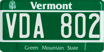 VT license plate VDA802