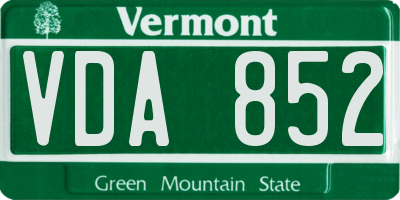 VT license plate VDA852