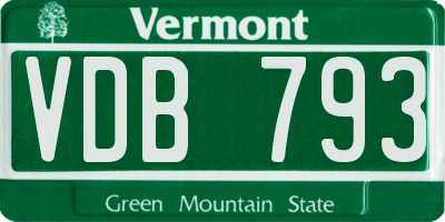 VT license plate VDB793