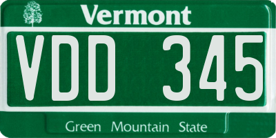VT license plate VDD345