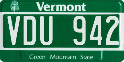 VT license plate VDU942