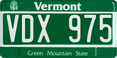 VT license plate VDX975