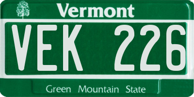 VT license plate VEK226