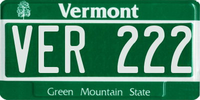 VT license plate VER222
