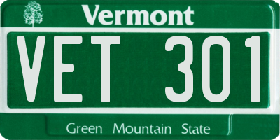 VT license plate VET301