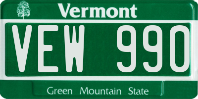 VT license plate VEW990