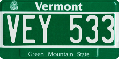 VT license plate VEY533