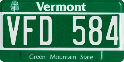 VT license plate VFD584