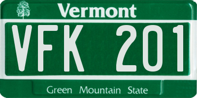 VT license plate VFK201
