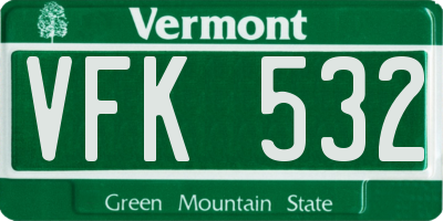 VT license plate VFK532