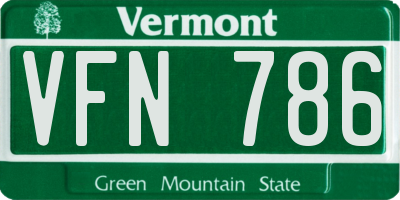 VT license plate VFN786