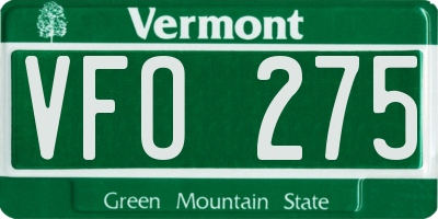 VT license plate VFO275