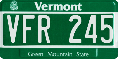 VT license plate VFR245