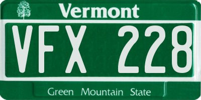 VT license plate VFX228