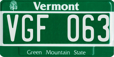 VT license plate VGF063