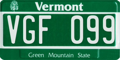 VT license plate VGF099