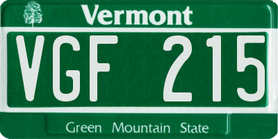 VT license plate VGF215