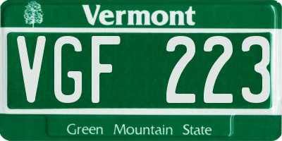VT license plate VGF223