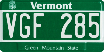 VT license plate VGF285