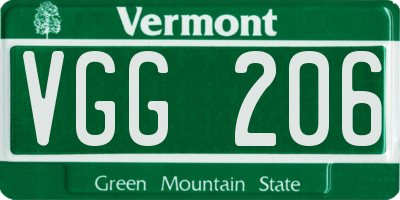 VT license plate VGG206