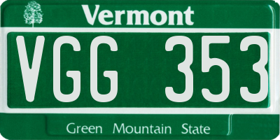VT license plate VGG353