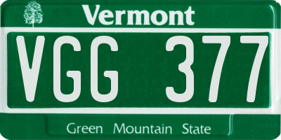 VT license plate VGG377