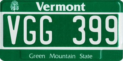 VT license plate VGG399