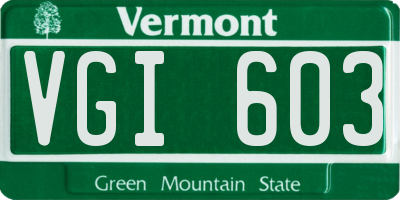 VT license plate VGI603