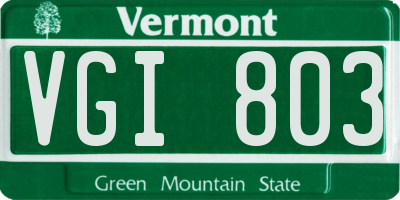 VT license plate VGI803