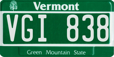 VT license plate VGI838