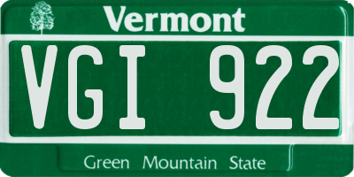 VT license plate VGI922