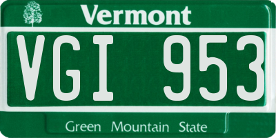 VT license plate VGI953