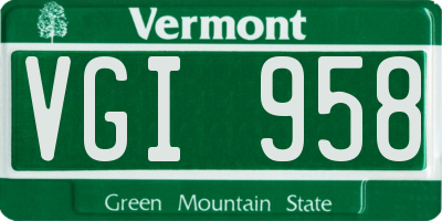 VT license plate VGI958