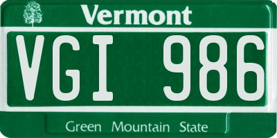 VT license plate VGI986