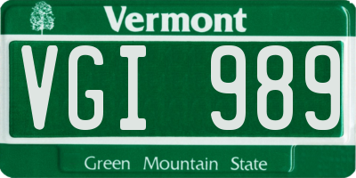 VT license plate VGI989