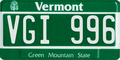 VT license plate VGI996