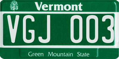 VT license plate VGJ003