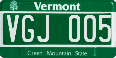 VT license plate VGJ005