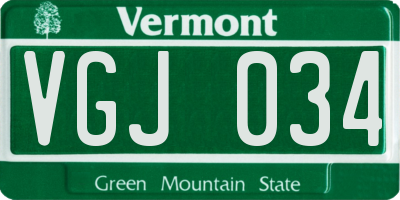 VT license plate VGJ034