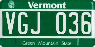 VT license plate VGJ036