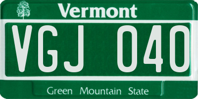 VT license plate VGJ040