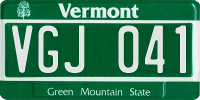 VT license plate VGJ041