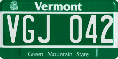 VT license plate VGJ042