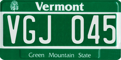 VT license plate VGJ045