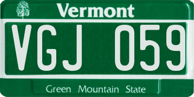 VT license plate VGJ059