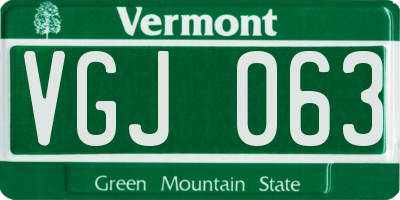 VT license plate VGJ063