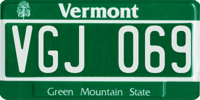 VT license plate VGJ069