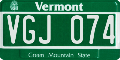 VT license plate VGJ074