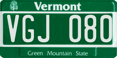 VT license plate VGJ080