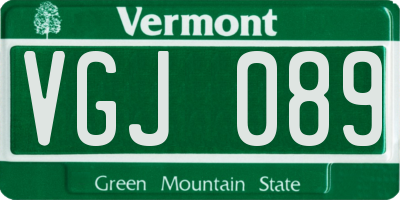 VT license plate VGJ089